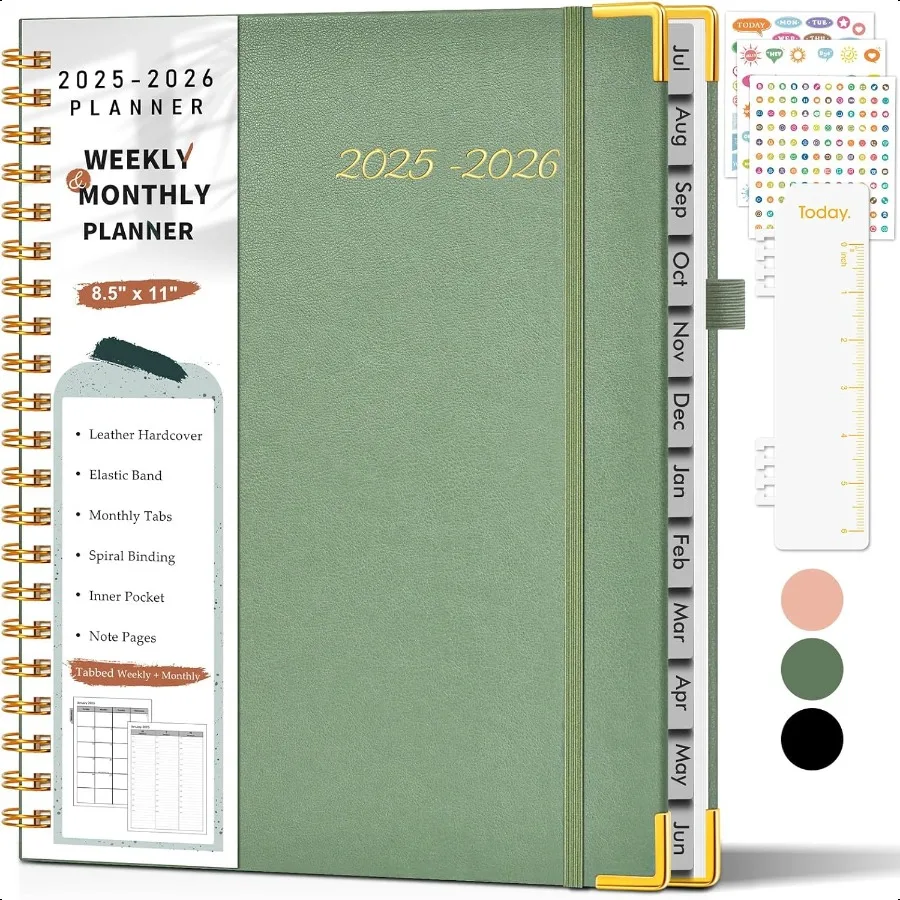 

Academic Planner 20252026 Weekly and Monthly Calendar Planner from July 2025 June 2026 8.5 x 11 Hardcover Leather Hourly Appoin