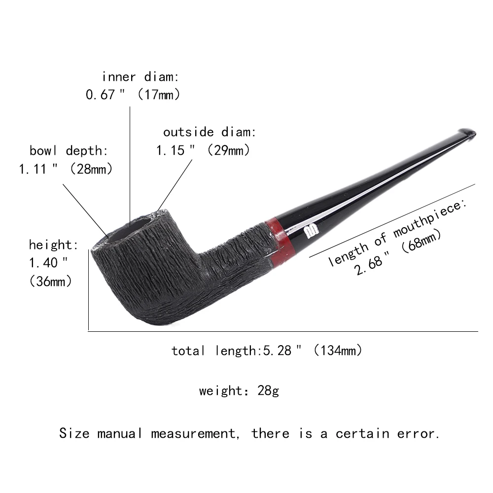 

Brushed Work Tobacco Pipes, Briar Smoking Pipes, Small 9mm Filter Pipes, Black Beginners Classic Straight Pipes