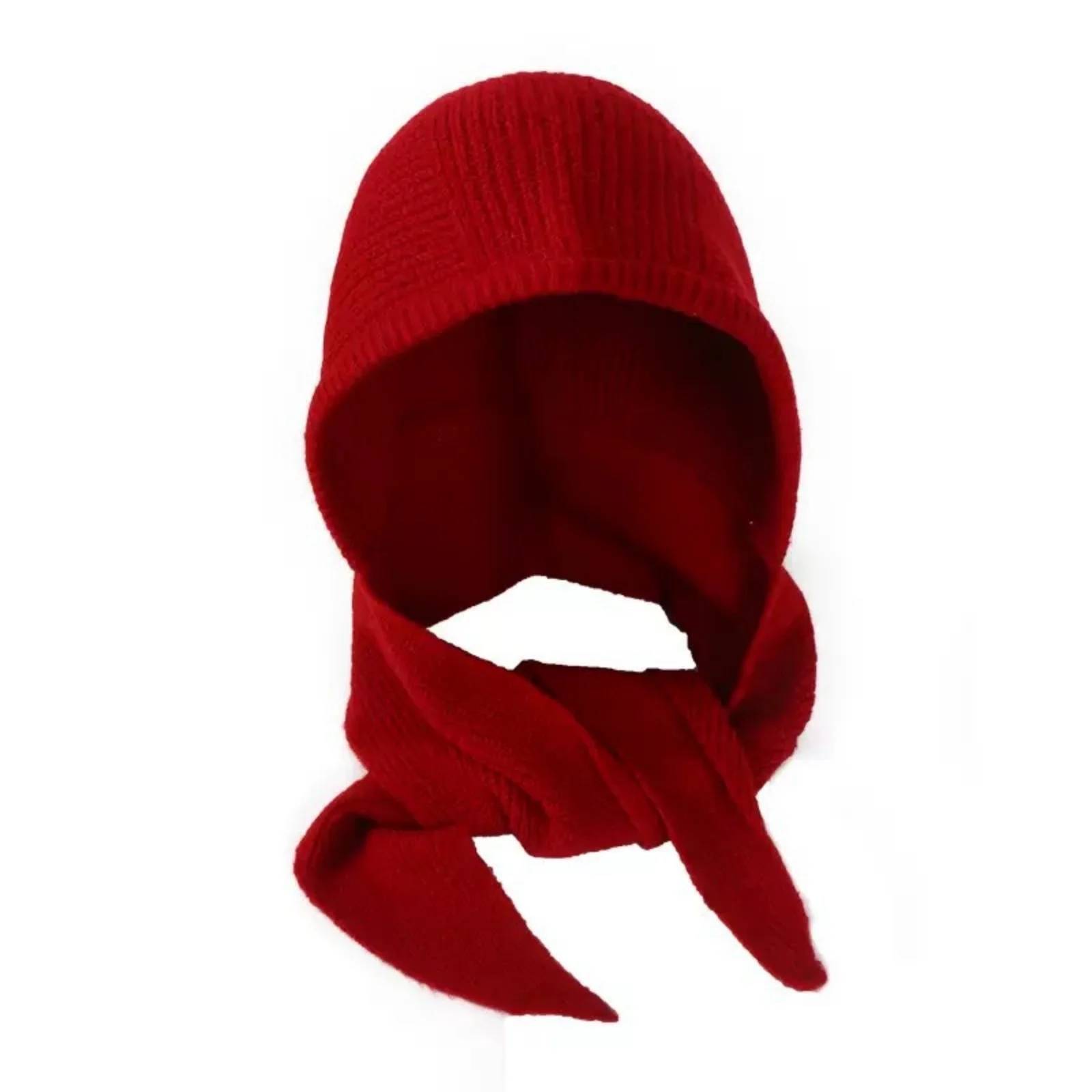 Korean Balaclava Bonnet Women Skullies Beanies Hat Scarf One-piece Thickened Warm Neck Protection Winter Accessories Knitted Law image 6