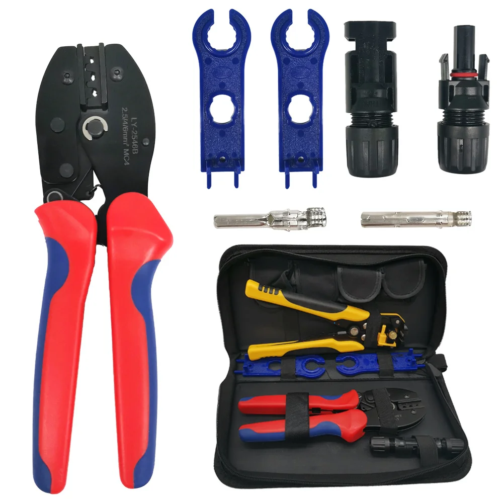 Solar Connectors Crimping Tool Kit LY2546B Plier 2.5/4/6mm2 4 - 10AWG Solar Panel PV Cable With Connectors Wire Stripper Set