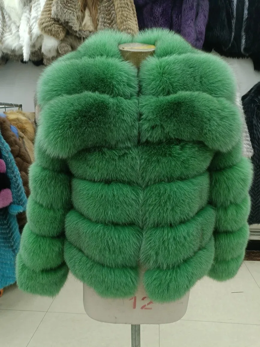 المبيعات الساخنة الأزياء الفاخرة الثعلب الطبيعي الفراء سترة المرأة شتاء دافئ عالية الجودة معطف فرو الثعلب السيدات ملابس خارجية