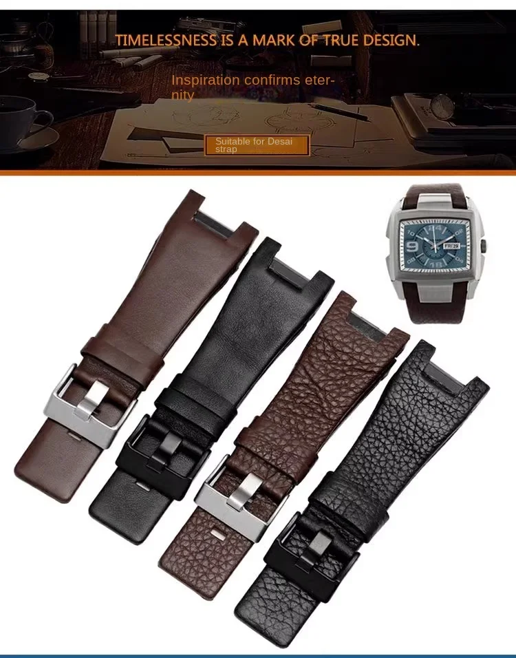 Leather Watchband Brown Leather Dz1273 Diesel Watch Concave