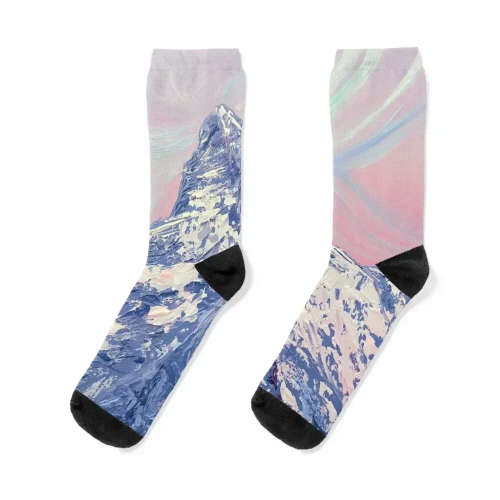 Matterhorn. Winter sunset Socks Wholesale FASHION funny gifts bright garter Socks Male Women's