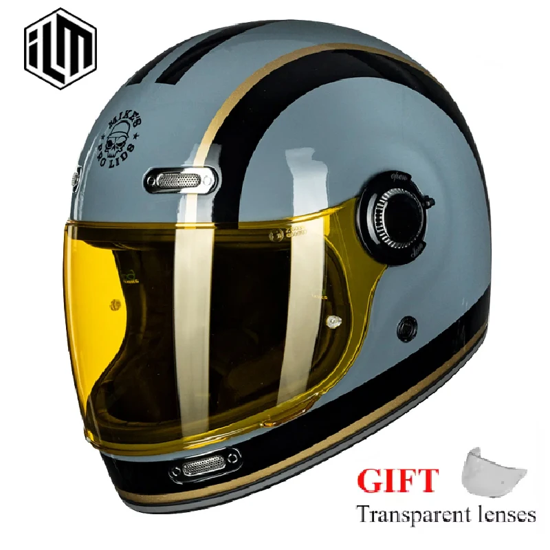 

Vintage ILM Motorcycle Helmet Full FACE Racing Off-road Helmet for Women Men Casco Para Moto for Harley DOT Certification