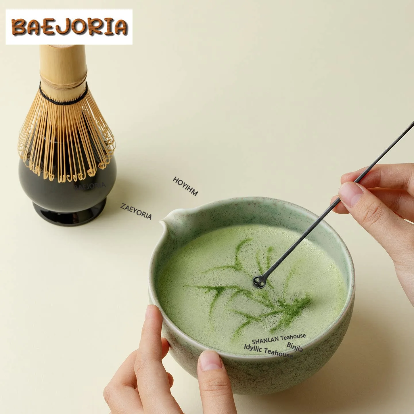 BAEJORIA Greenish-gray Tea Set Complete Set Tea Brush Japanese Matcha Set Kit Tea Maker Matcha Cup Bamboo Tranditional Tea Sets