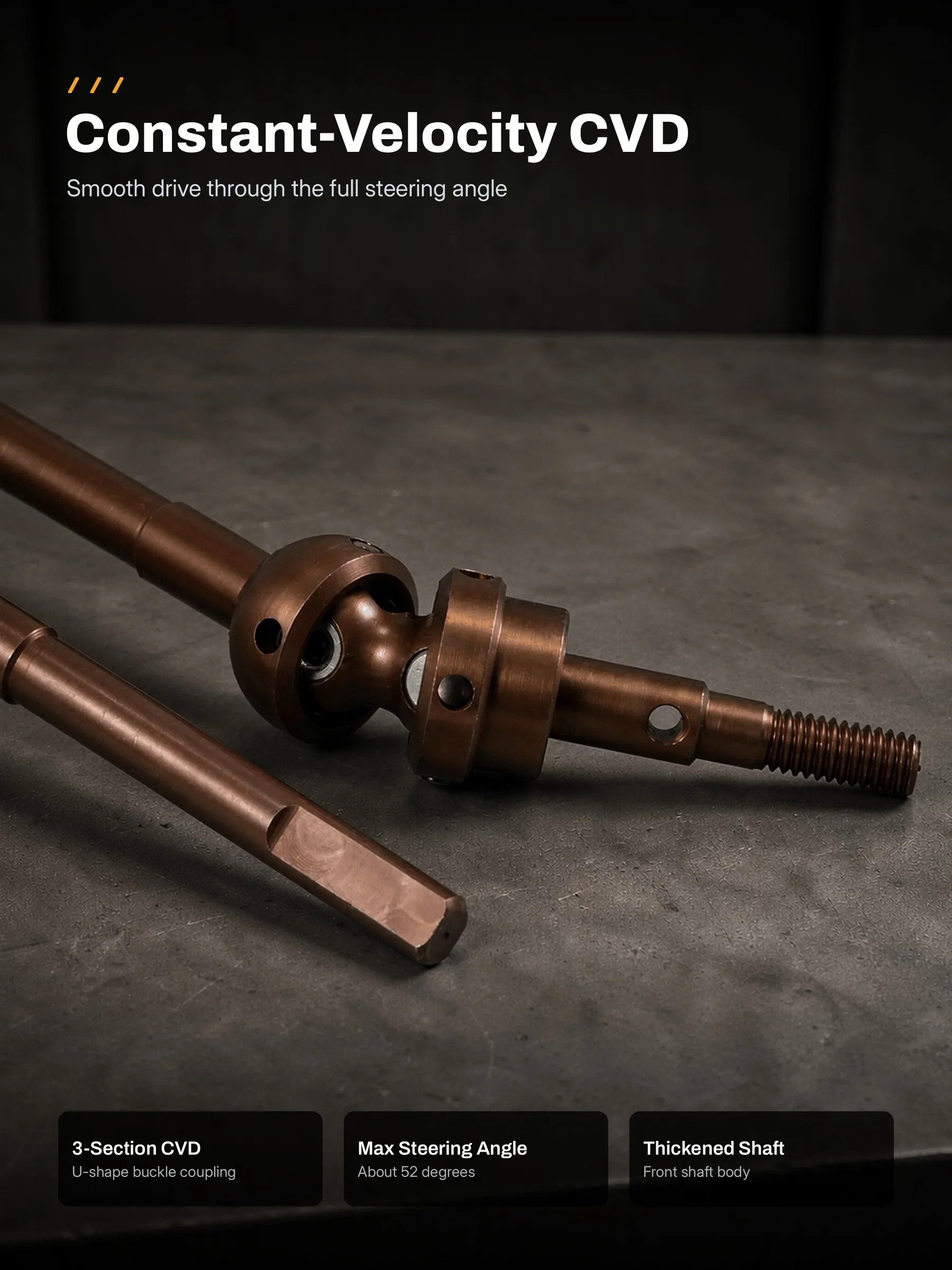 Fits Vanquish VS4-10 3-Section CVD Front & Rear Axle Shafts S2 Steel F9 F10 F10T D44 HD44 RC Crawler Upgrade Parts