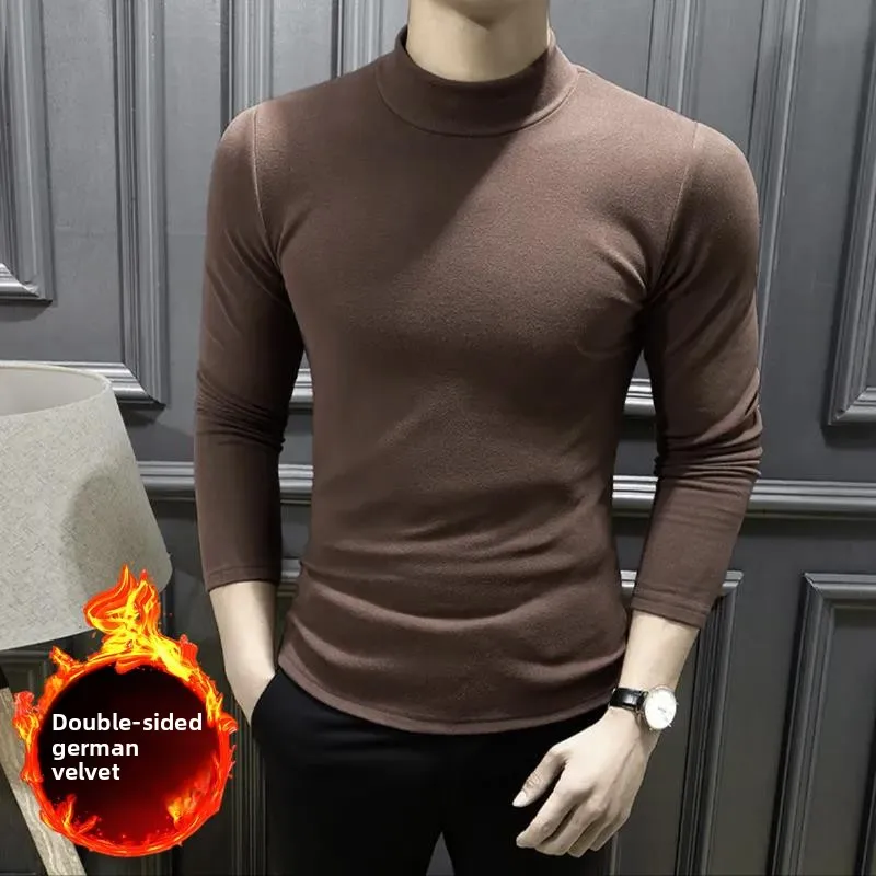 

Heated Self-Fabric Thermal Underwear Long Sleeve High Collar Base Shirt for Men High Quality Dervo Material Youth Fashion