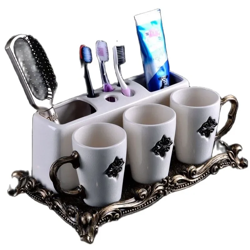 European Sanitary Five pieces Kit/Ice Crack Ceramic Bath 5pcs Set/Toothbrush Cup Set/Soap Dispenser/Soap Box/Mouthwash Set