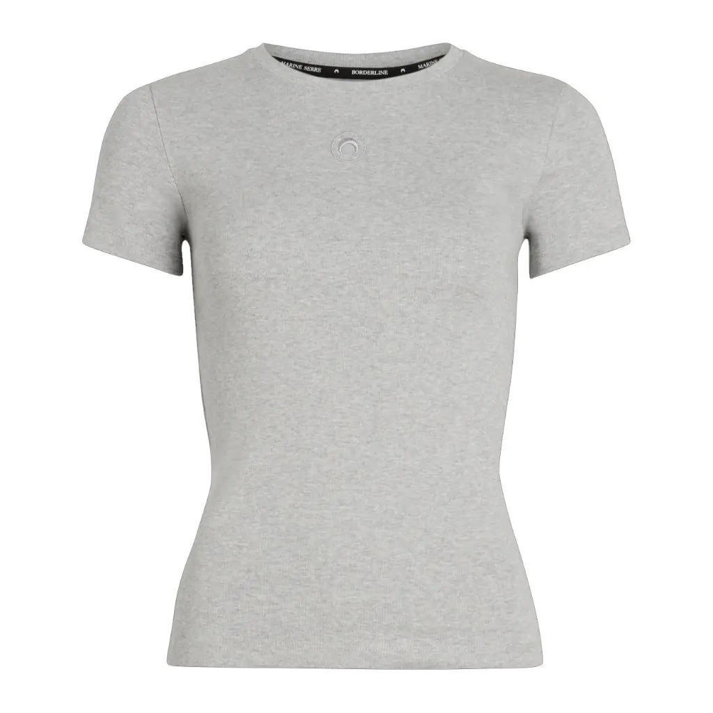 

Marine Princess Fit/Loosely Embroidered Moon Short Sleeve T-Shirt 3 Colors in Stock Spring/Summer Collection Women's Top