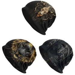 3D Face Autumn Spring Hats Lion's Majesty Thin Hat Bonnet Special Skullies Beanies Caps Men Women's Earmuffs Boyfriend Gift