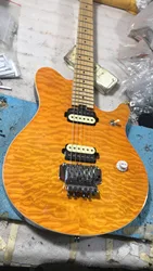 Oem 6 String Electric Guitar ,Finish Gloss Yellow Qulited Maple , Free Delivery