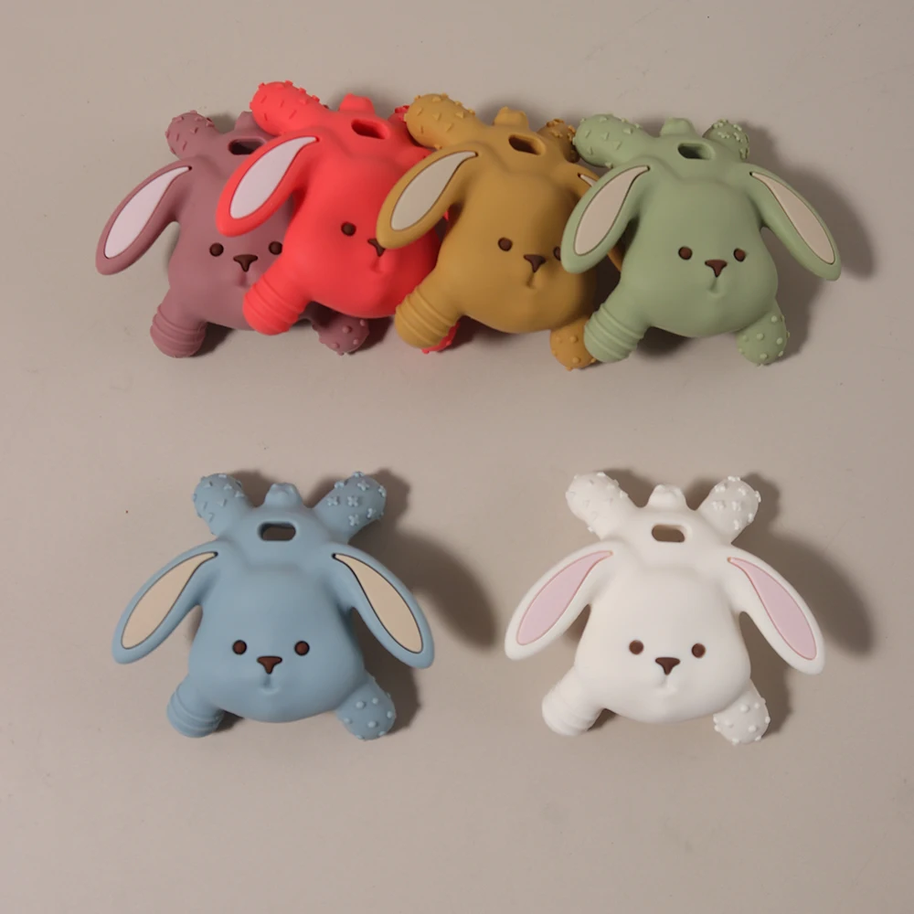 Baby Silicone Easter Bunny Teether Food Grade Safe Teether Cute Cartoon Nursing Teething Toy Teething Gift Oral Care view 4