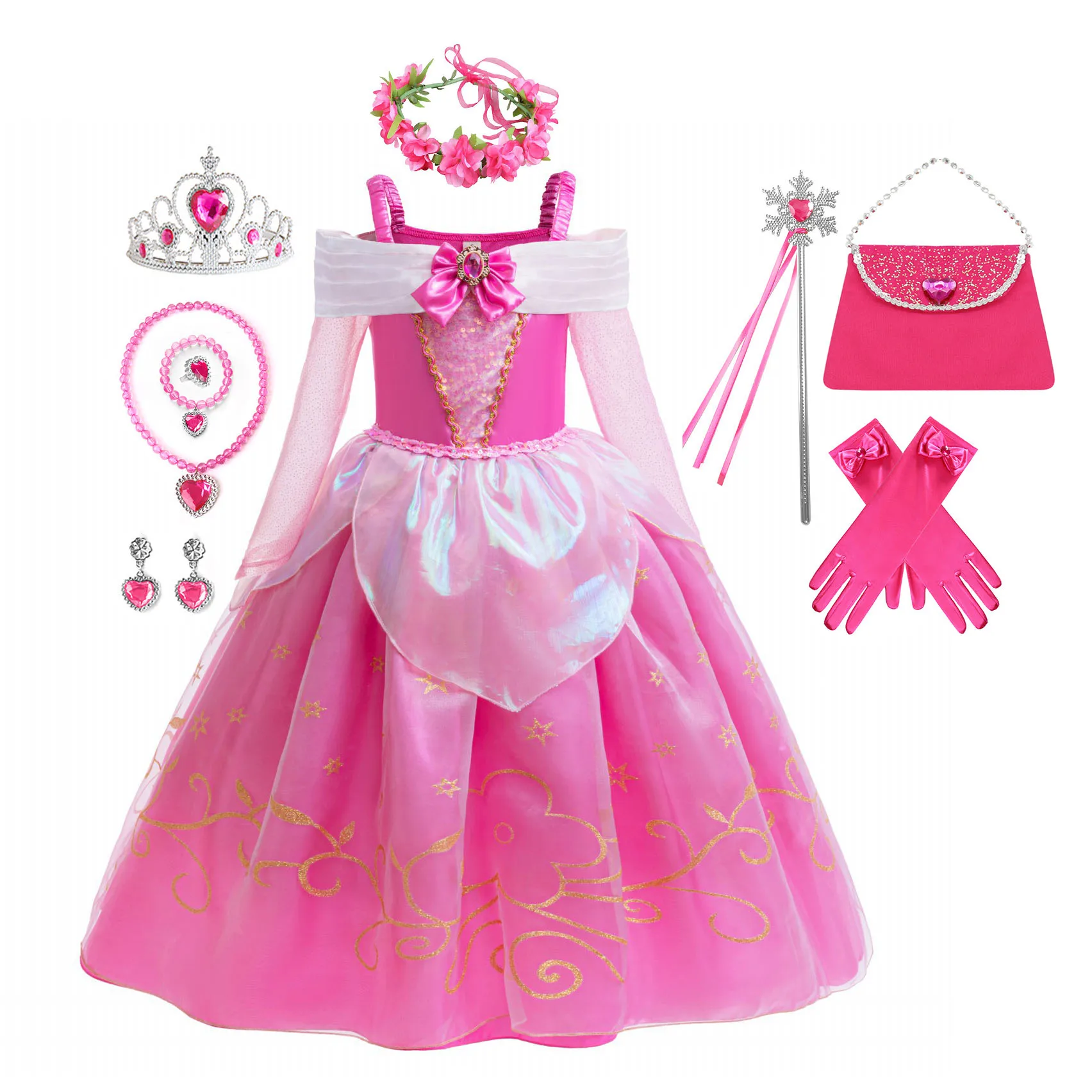 

Shiny Toddler Little Girls Movie Princess Sleeping Beauty Aurora Birthday Party Cosplay Halloween Fancy Easter Dress