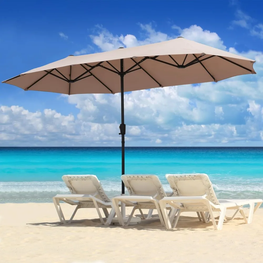 

13Ft Large Patio Umbrella With Base Outdoor Double-Sided Market Extra Large Table Umbrella Outdoor Patio Easy Crank for Yard.