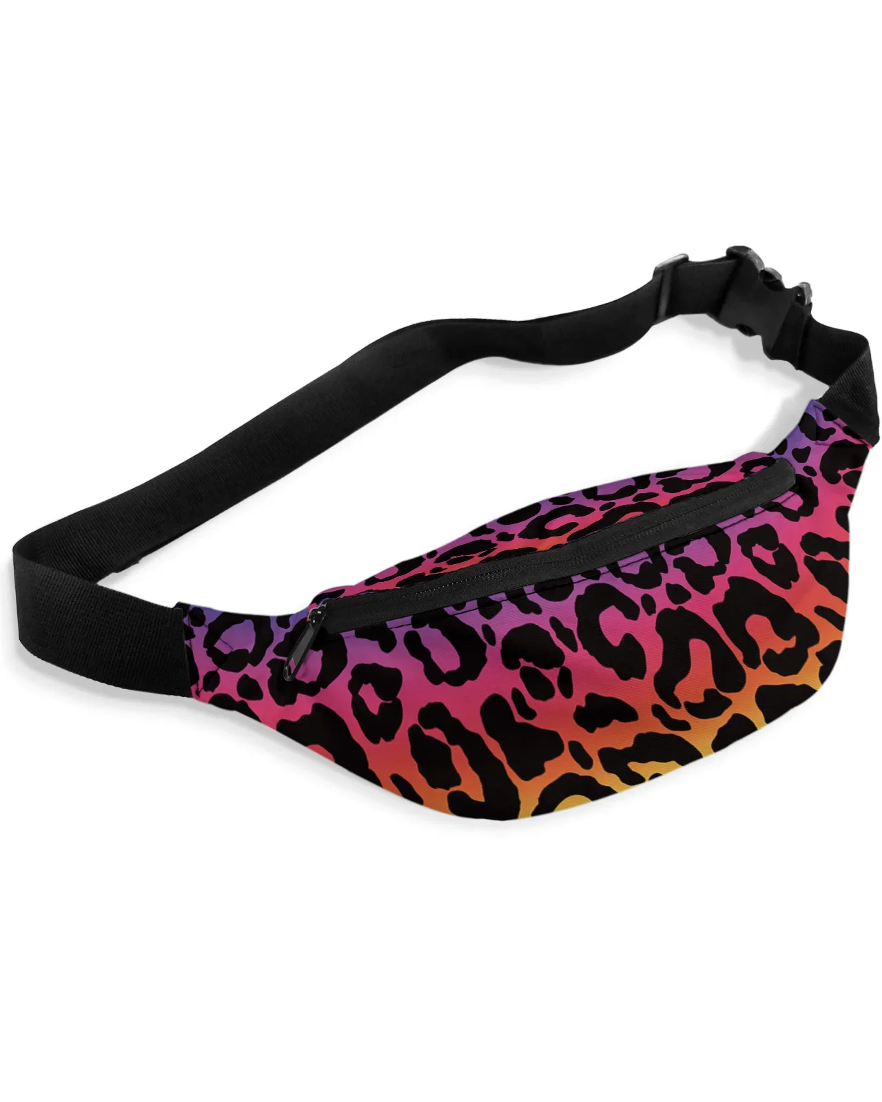 Leopard Print Animal Skin Texture Gradient Men Women Waist Bag Fanny Pack Phone Belt Bag Wallet Pouch Waterproof Banana Hip Bags