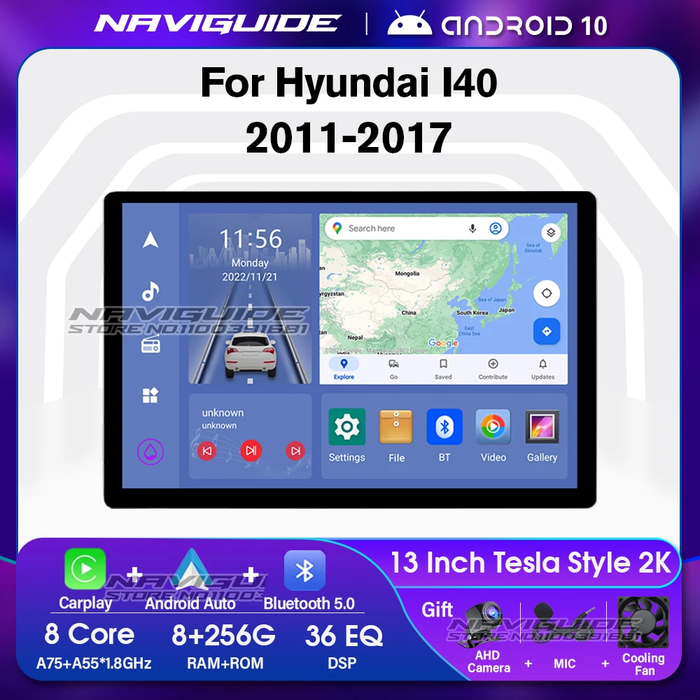 

NAVIGUIDE 13inch Y1 Car Radio For Hyundai I40 2011-2017 1920*1200P Multimedia Stereo Player GPS Navigation Android10 DSP NO DVD