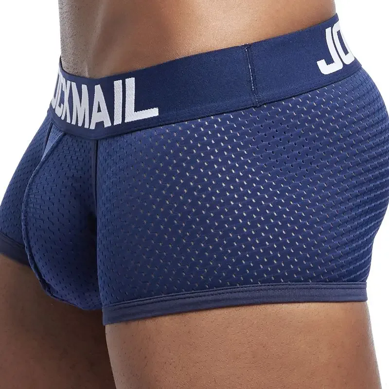 JOCKMAIL New Sexy Men Underwear Boxer Breathable Mesh boxershorts men Male Underpants cueca Gay penis pouch Panties Mens Trunks