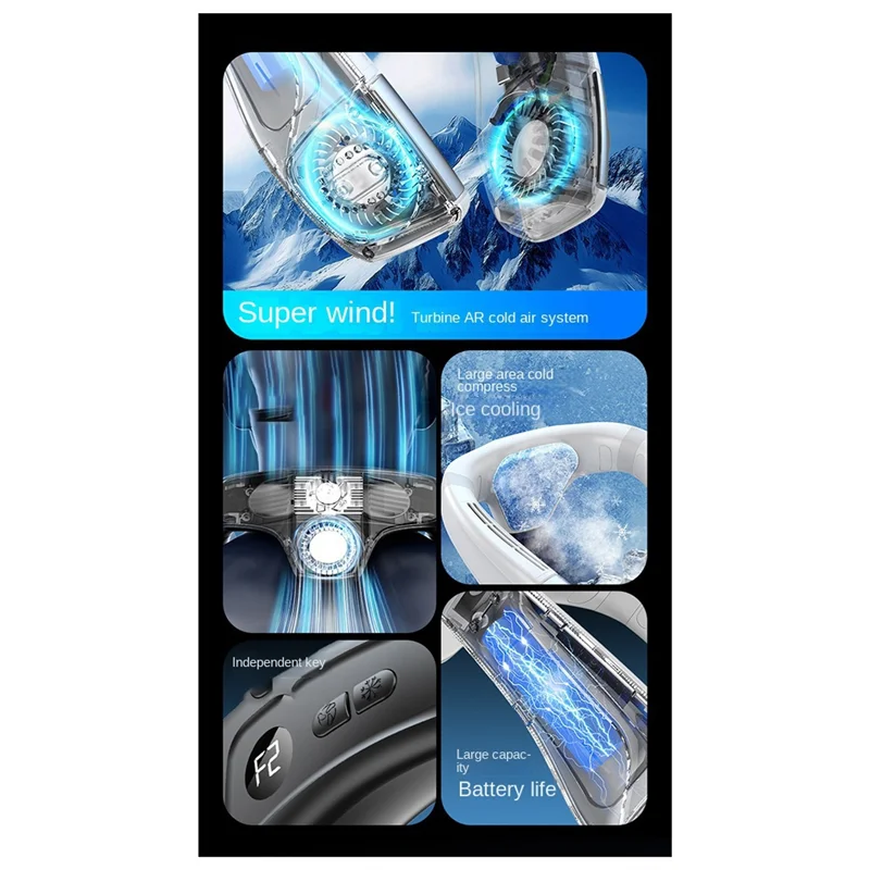 

B58B-Neck Air Conditioner Fans That Blow Cold Air Cooling Device Wearable Fan,5200Mah Battery Rechargeable Personal Fan