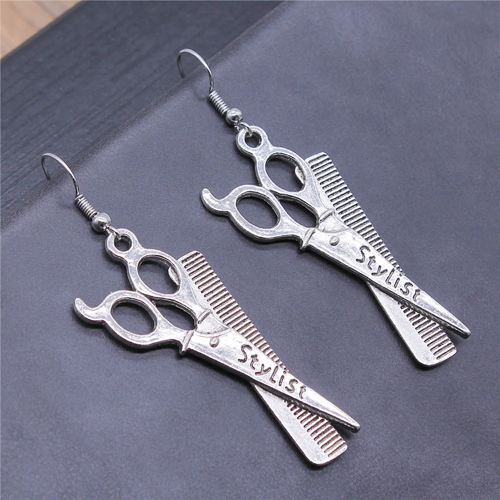 Винтажные-простые-серьги-гвоздики-в-виде-ножниц