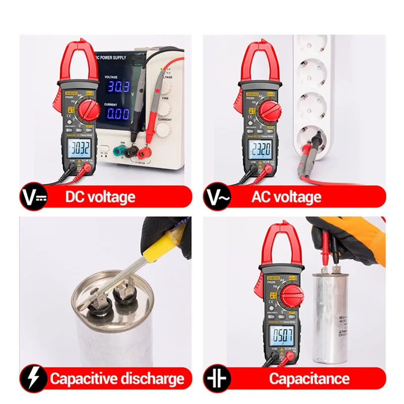 A22I PN200 Digital Clamp Meter DC/AC 600A Current 4000 Counts Multimeter Ammeter Voltage Tester Car Hz Capacitance NCV Ohm Test