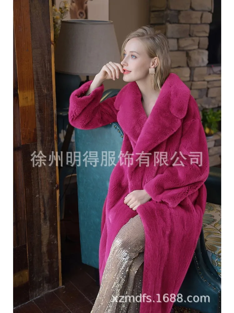 الفاخرة عالية الجودة الفراء خندق معطف حزام للنساء طويل فو الفراء معطف شتاء دافئ رقيق لينة التلبيب معطف طويل الأكمام ملابس خارجية #1