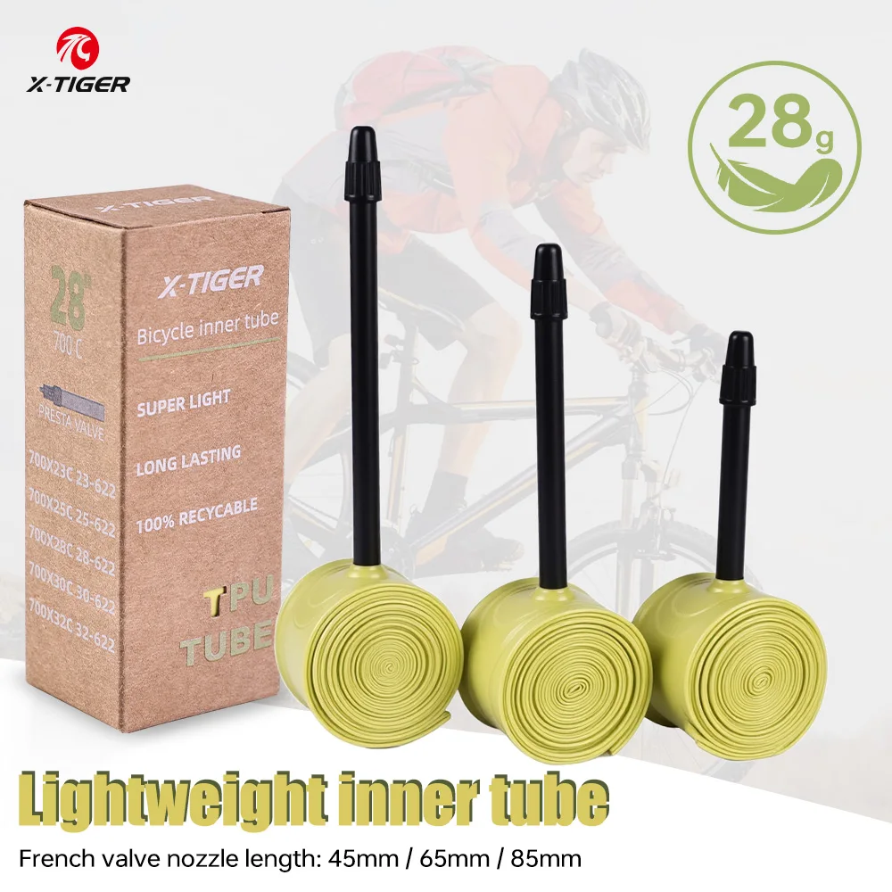 

X-TIGER Bicycle TPU Inner Tube 700c Ultra-light Durable Road Bike Inner Tube Equipped With 45/65/85mm Valve bike equipment