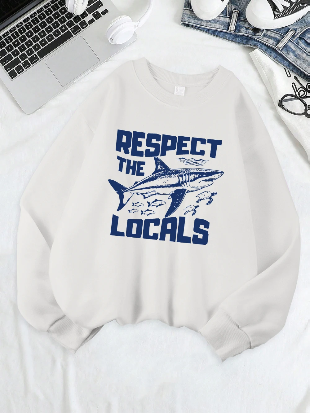 Damskie bluzy z kapturem Pespect The Locals, polarowe, ciepłe, uniwersalne, z okrągłym dekoltem, luźne, zimowe, codzienne ubrania damskie.