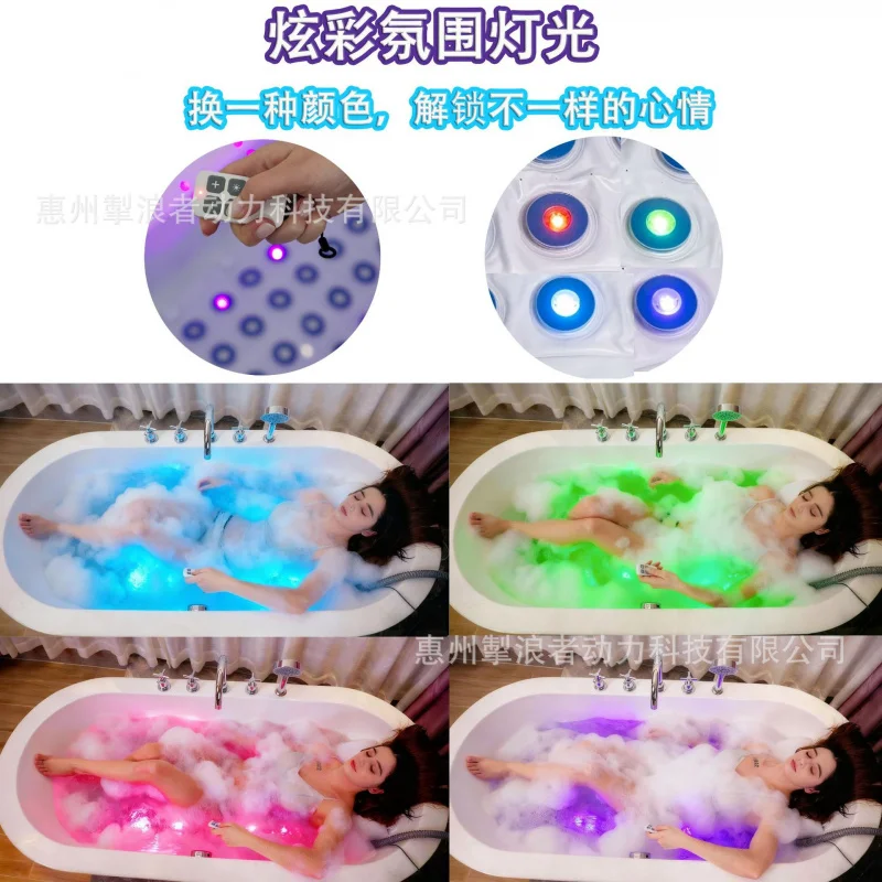 The latest Bubble Massage Bath Mat Colorful MuteSPASpa machine with lights Remote control 6 Adjustable Bubble Speed