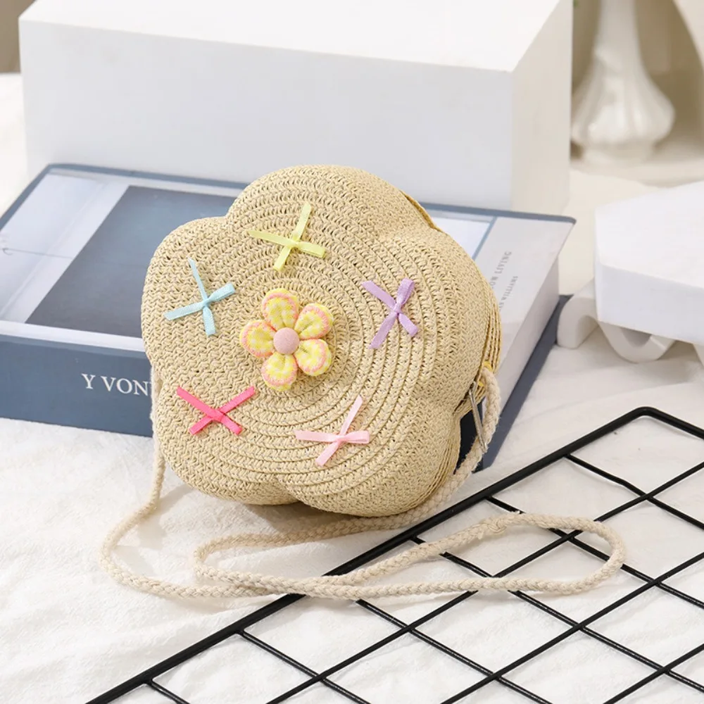 

Прочные соломенные сумки на плечо с бантом и цветком, мини-кошелек для монет, сумка через плечо ручной работы для девочек