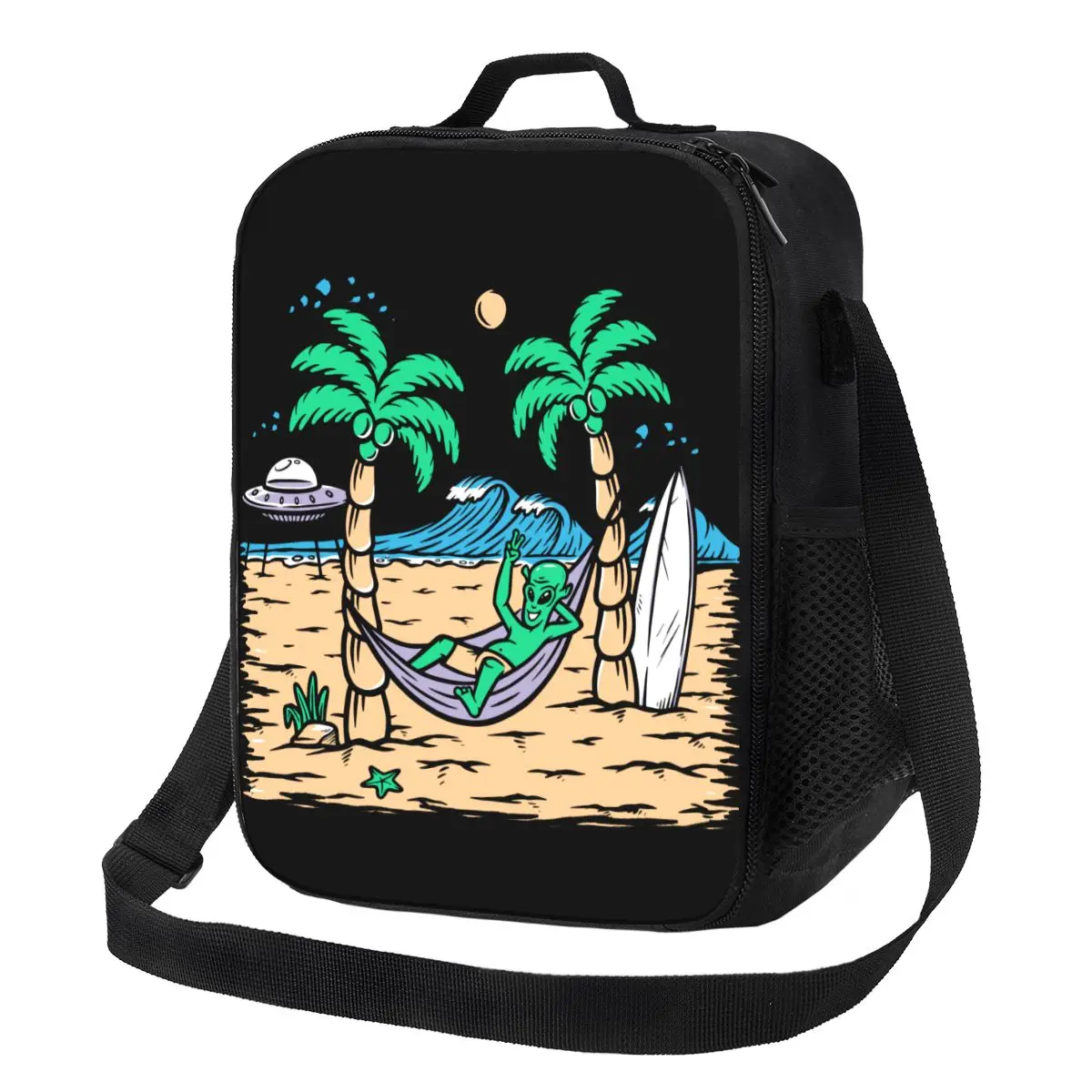 Verão praia alienígena surf sacos de almoço com isolamento térmico surf piloto almoço recipiente para escola escritório ao ar livre bento caixa de comida