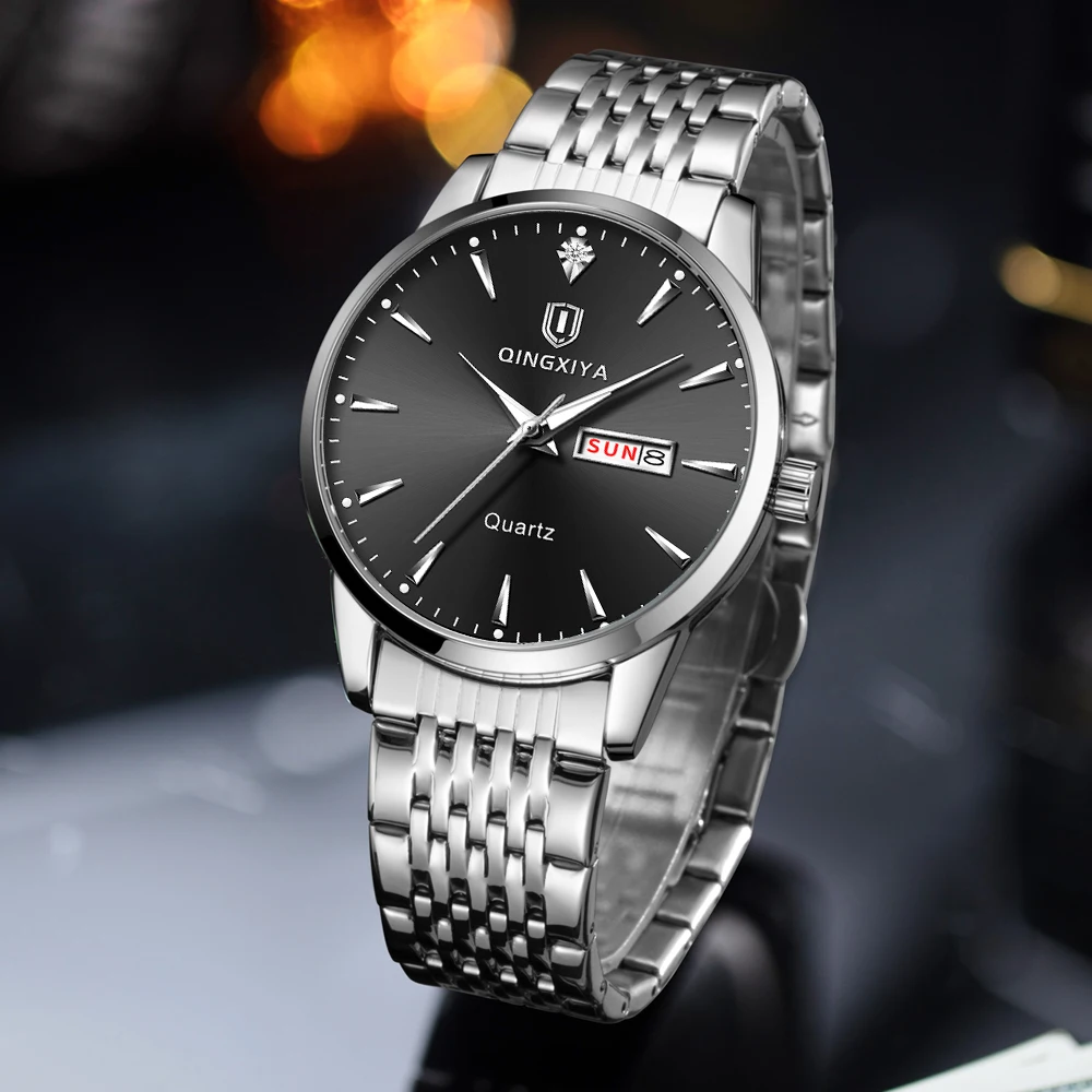 QINGXIYA 2025 nouvelles montres pour hommes horloge d'affaires haut de gamme marque Quartz hommes montre en acier inoxydable étanche montre-bracelet lumineuse