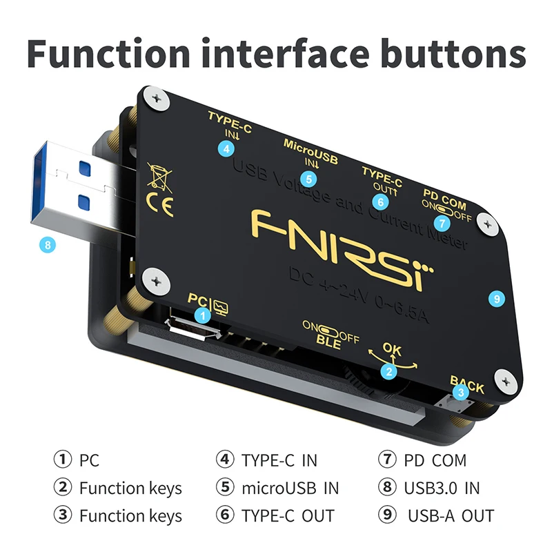 FNB48 Woltomierz wyzwalający PD Amperomierz Tester prądu USB QC4 PD3.0 2.0 PPS Wielofunkcyjny test pojemności na protokół szybkiego ładowania