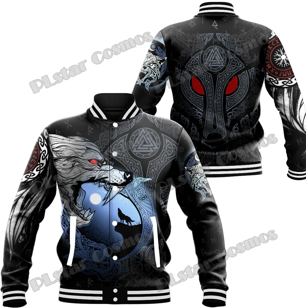 Raven Of Odin Drakkar Tattoo 3D Printed Men's Baseball Jacket Winter Unisex Casual Bomber Full-Snap Varsity Jacket AK20