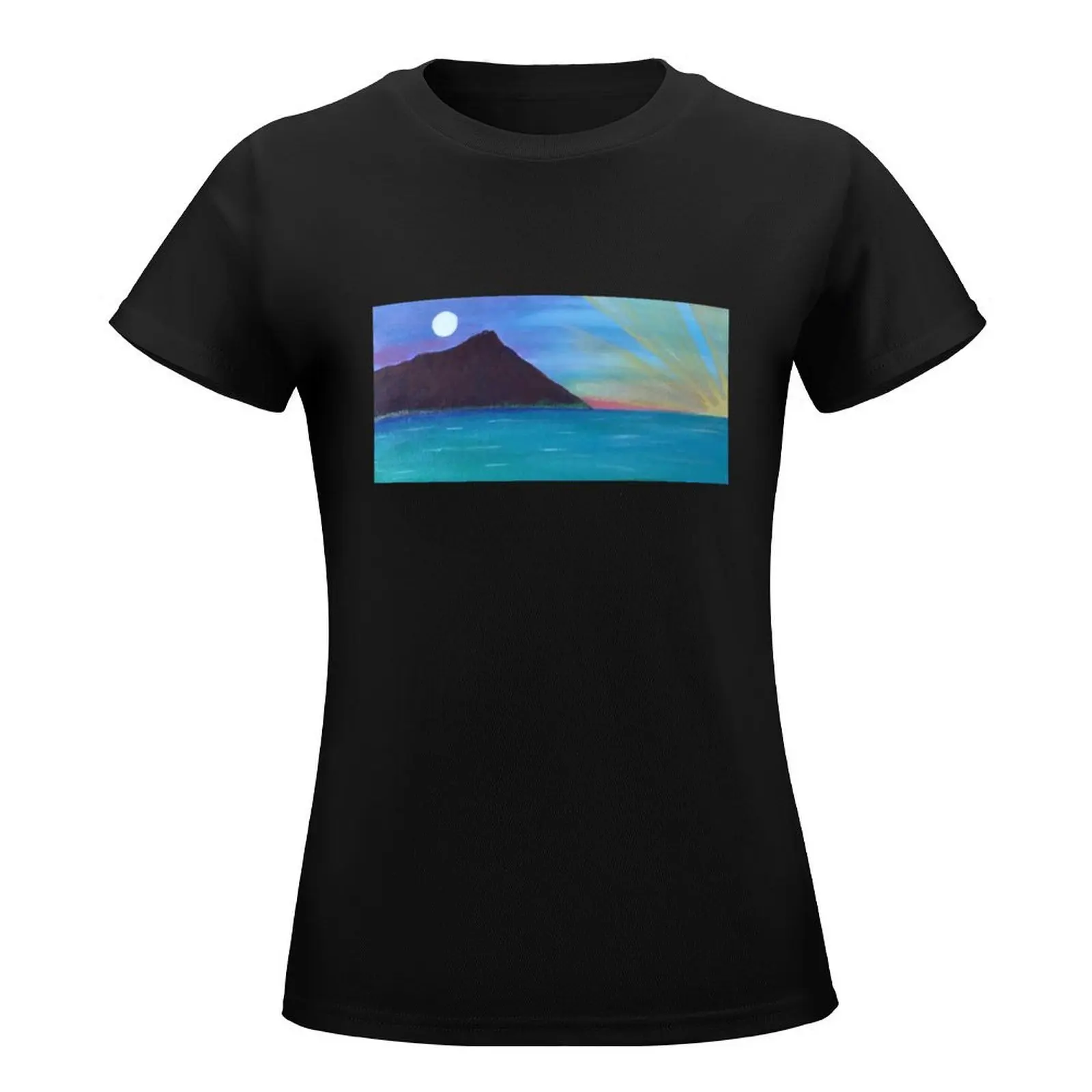 Moon Rise and Sunset Near Diamond Head T-Shirt quick drying quick-drying plus sizes cotton t shirts Women