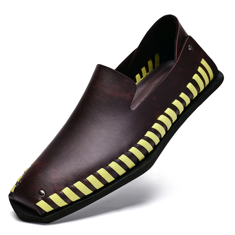 

Men Loafers Fashion Handmade Cow Leather Shoes Moccasins Soft Soled Comfort Driving Shoes for Men Casual Leather Shoe Boat Shoes