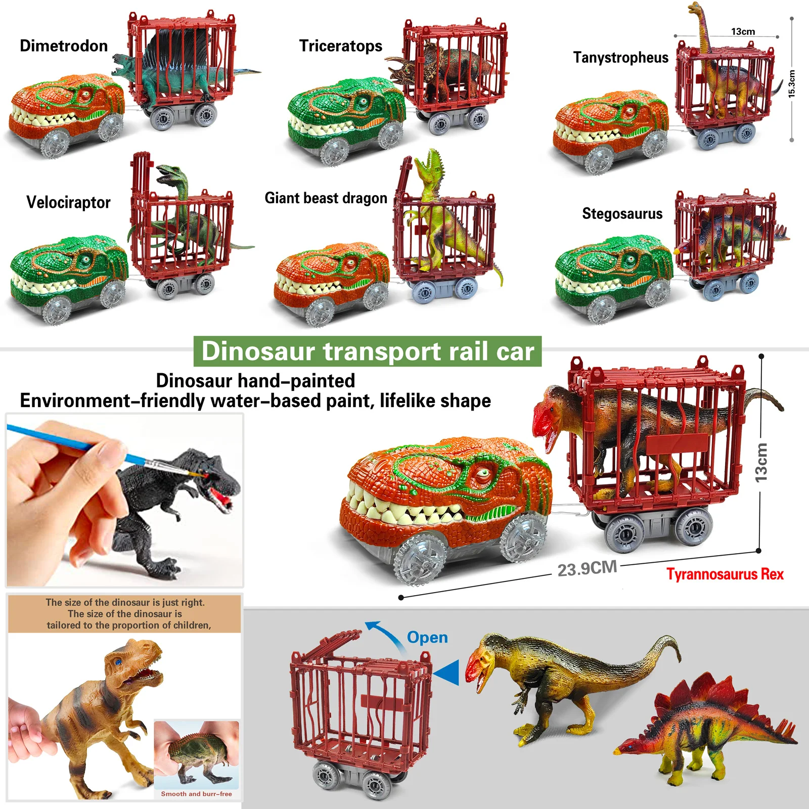 Dinosaur Toys, Dinosaur Train World Road Race,Flexible Track Playset Cool Dinosaur Car For 3 4 5 6 Year & Up Old Boy Girls Gift