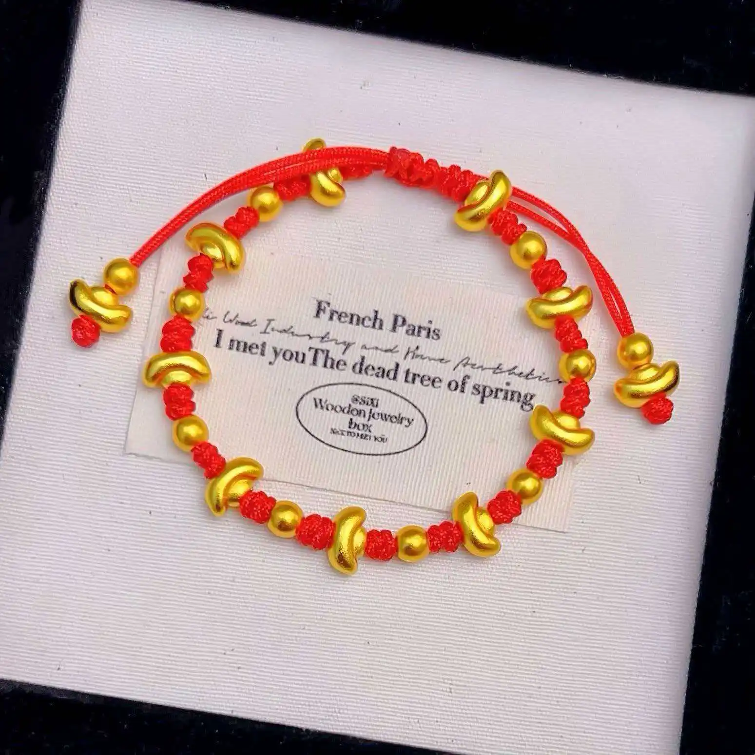 

Wealth Rolling Lucky Small Yuanbao Red Rope Bracelet Women 24K Gold AU999 - Attract Wealth, Good Luck All The Way