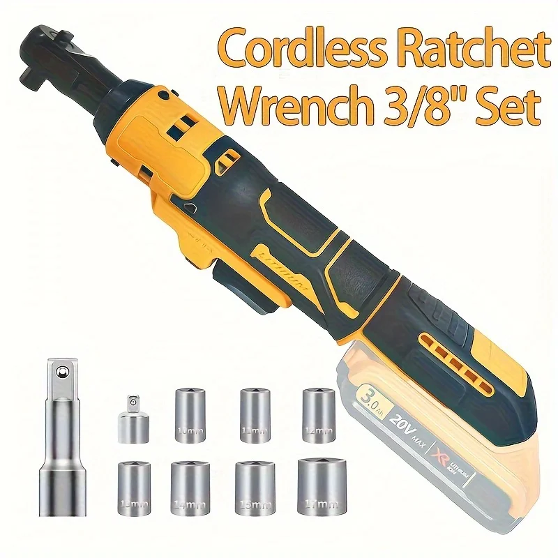 Fit For Dewalt 20V Battery Electric Ratchet Wrench 220N.M Cordless driver 3/8 Inch Removal Screw Nut With LED Repair Power Tools