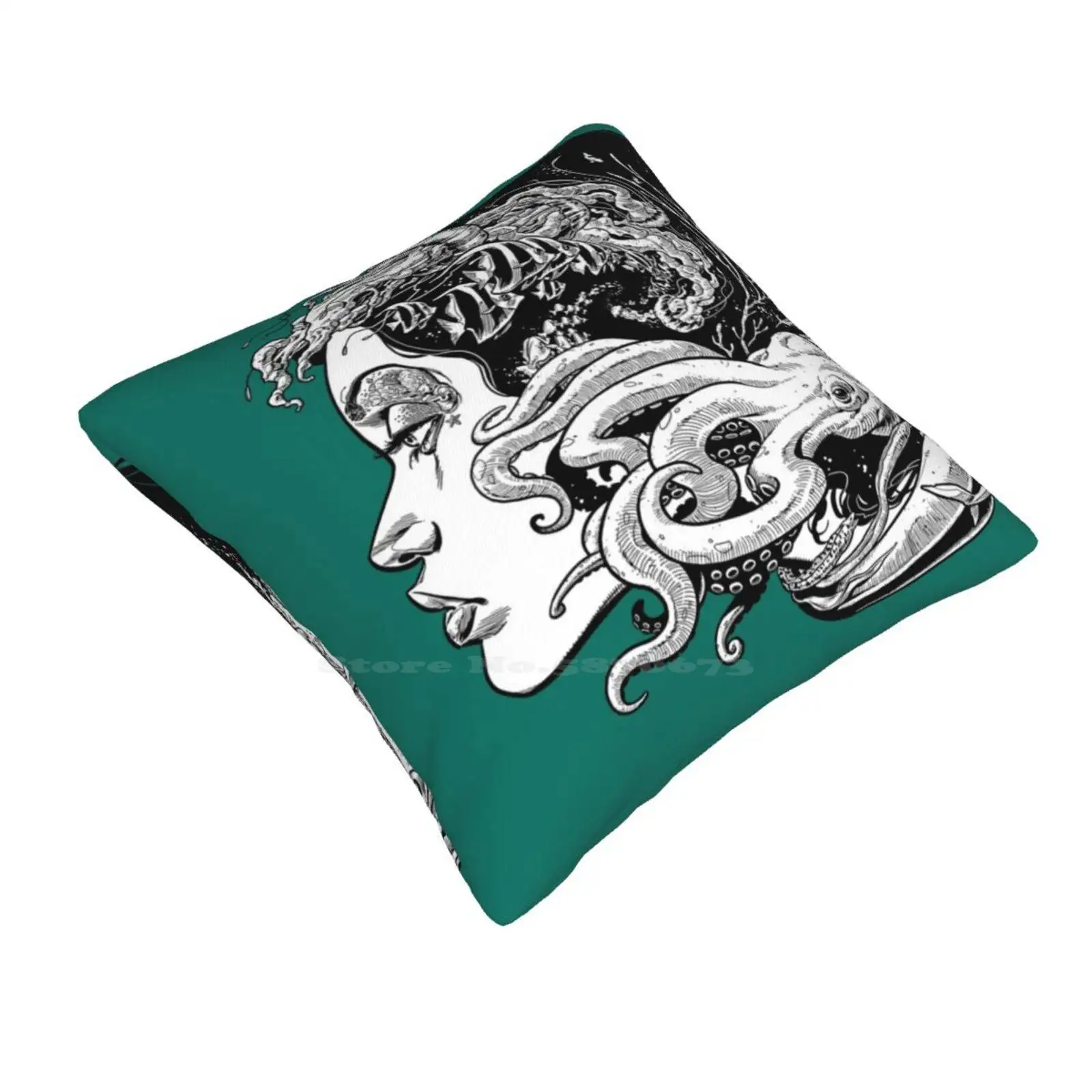 Poseidon'S Mistress Alternate Soft Comfortable Pillowcase Poseidon Mistress Ocean Octopus Squid Woman Beauty Profile Chris Wahl