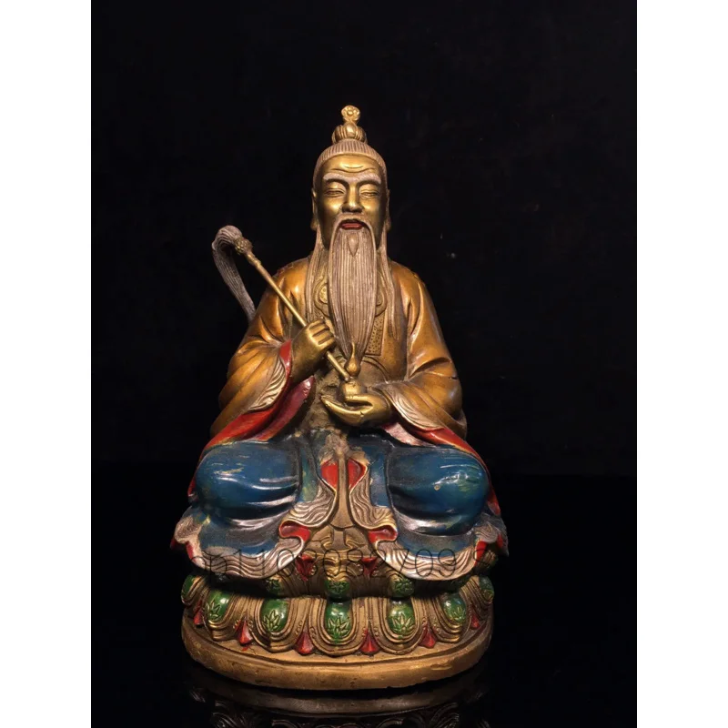 

23cm Pure copper decoration of the statue of the Three Qing Taoist Ancestors, the Heavenly Master of the Yuan Dynasty