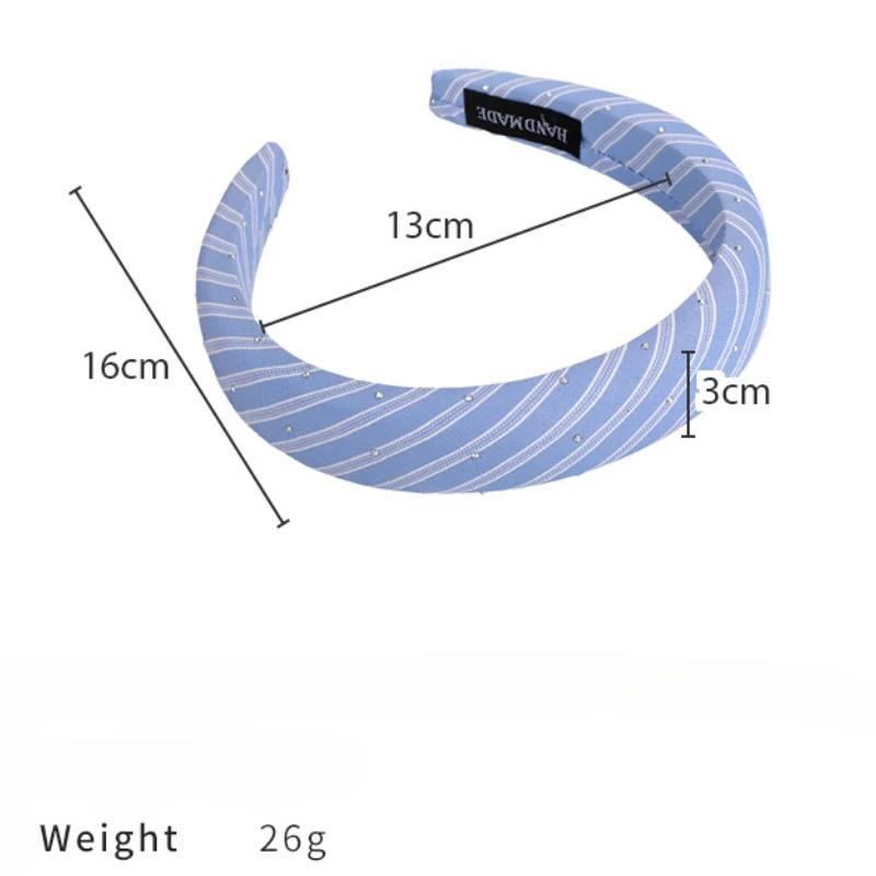 Beach Blue Striped Headbands New Twill Fabric Sponge Hair Hoop for Womans Girls Sweet Elegant Hair Band Fashion Retro Headdress