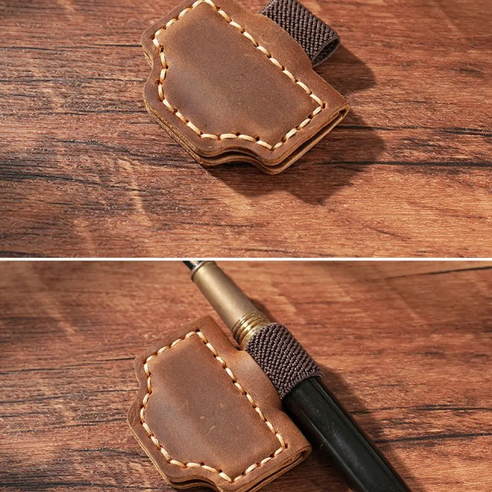 Leather Bookmark Pen Clip Retro Reinforced Notebook Marker Handmade Double-sided Magnetic Buckle Page Divider Student