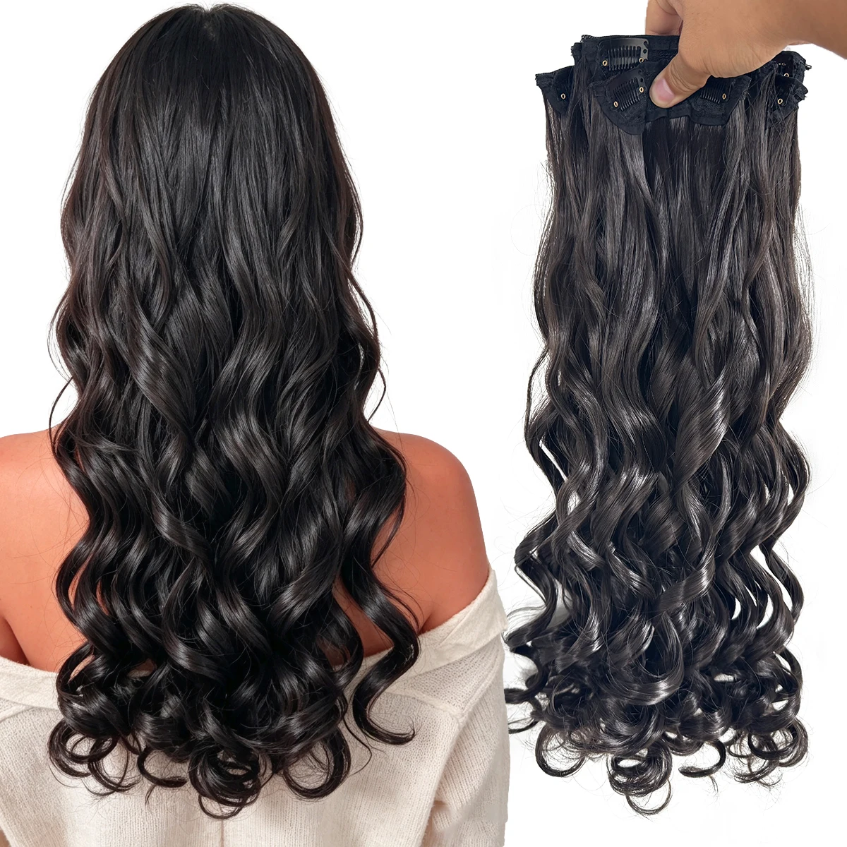 Synthetic Roman curls sandwiched in hair extension long curly wig women's hair extension hair piece daily party