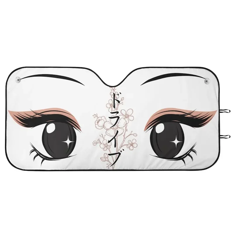 Anime Eyes Car Sunshade Cherry Blossom Cute Car Eyes Pink Floral Elegant Japanese Inspired Anime Character JDM Auto Sunshade Sun