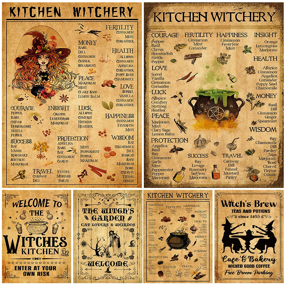 

Witch Room Decor Kitchen Witch Retro Poster Moon Phase Art Poster And Print Funny Witch Kitchen Quote Wall Art Canvas Painting