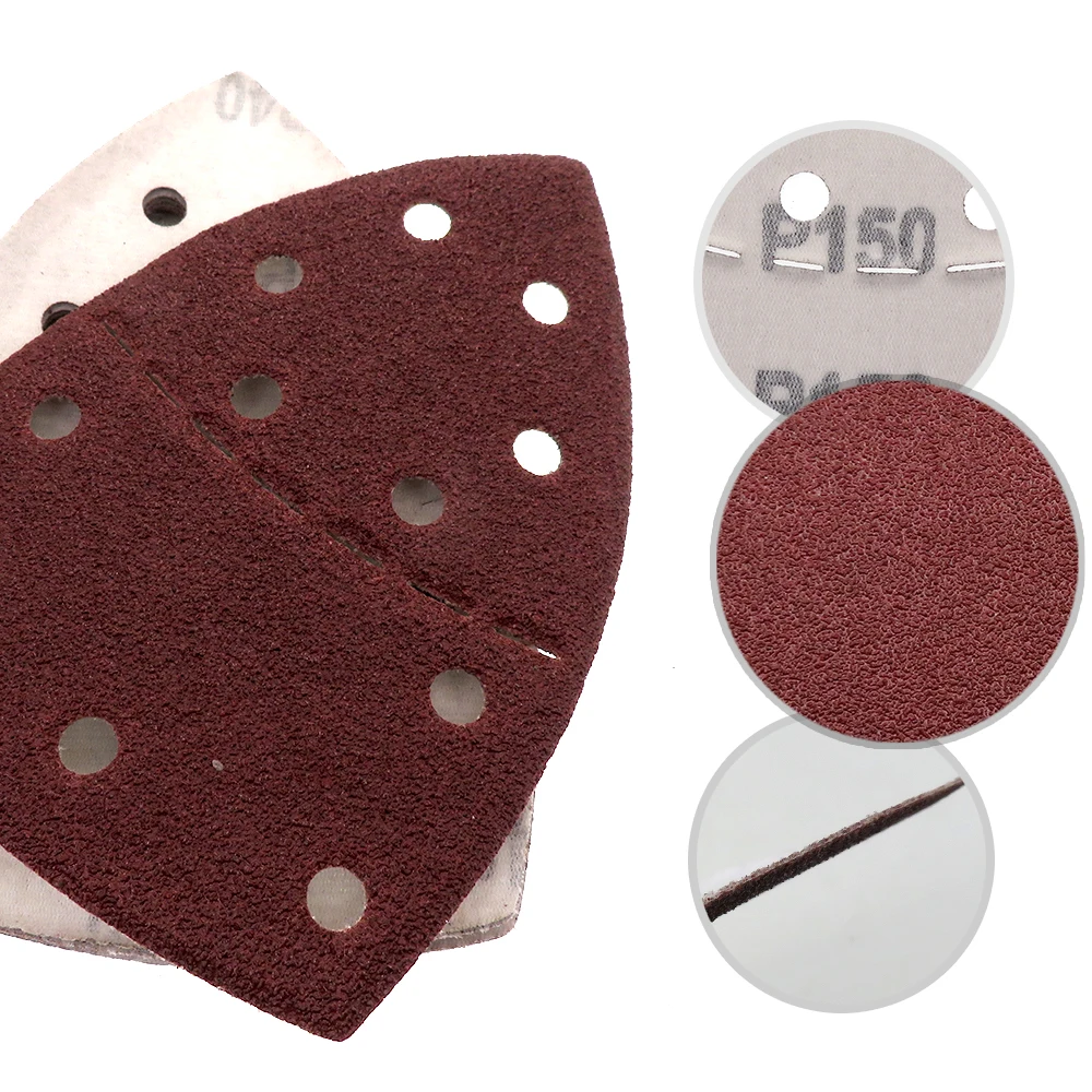 10/60pc Mouse Detail Sander Sandpaper 11 Holes Triangular Sanding Paper for Multi Sander Bosch PSM 160A Detail Palm 40-240 Grits view 4