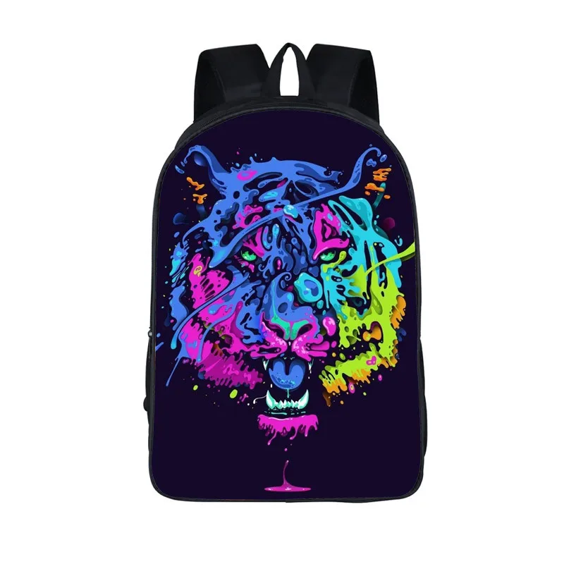 Oil Painting Tiger Backpack for Teenage Tiger Head Boys Bagpack Children School Bags Men Women Daypack Student School Backpack