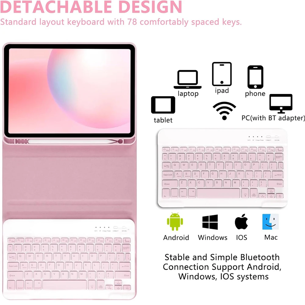 حافظة تابلت لجهاز iPad Air مقاس 11 بوصة (M2/M3)، حافظة لوحة مفاتيح قابلة للفصل لجهاز iPad Air 5th/4th 10.9 بوصة مع حامل قلم رصاص