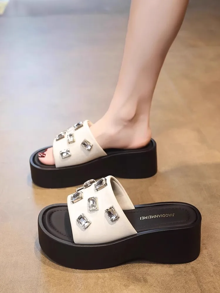 

Thi Bot Genuine Leather Sandals Women's Summer Platform Slippers Versatile Beach Sandals Ladies oes Casual Sle