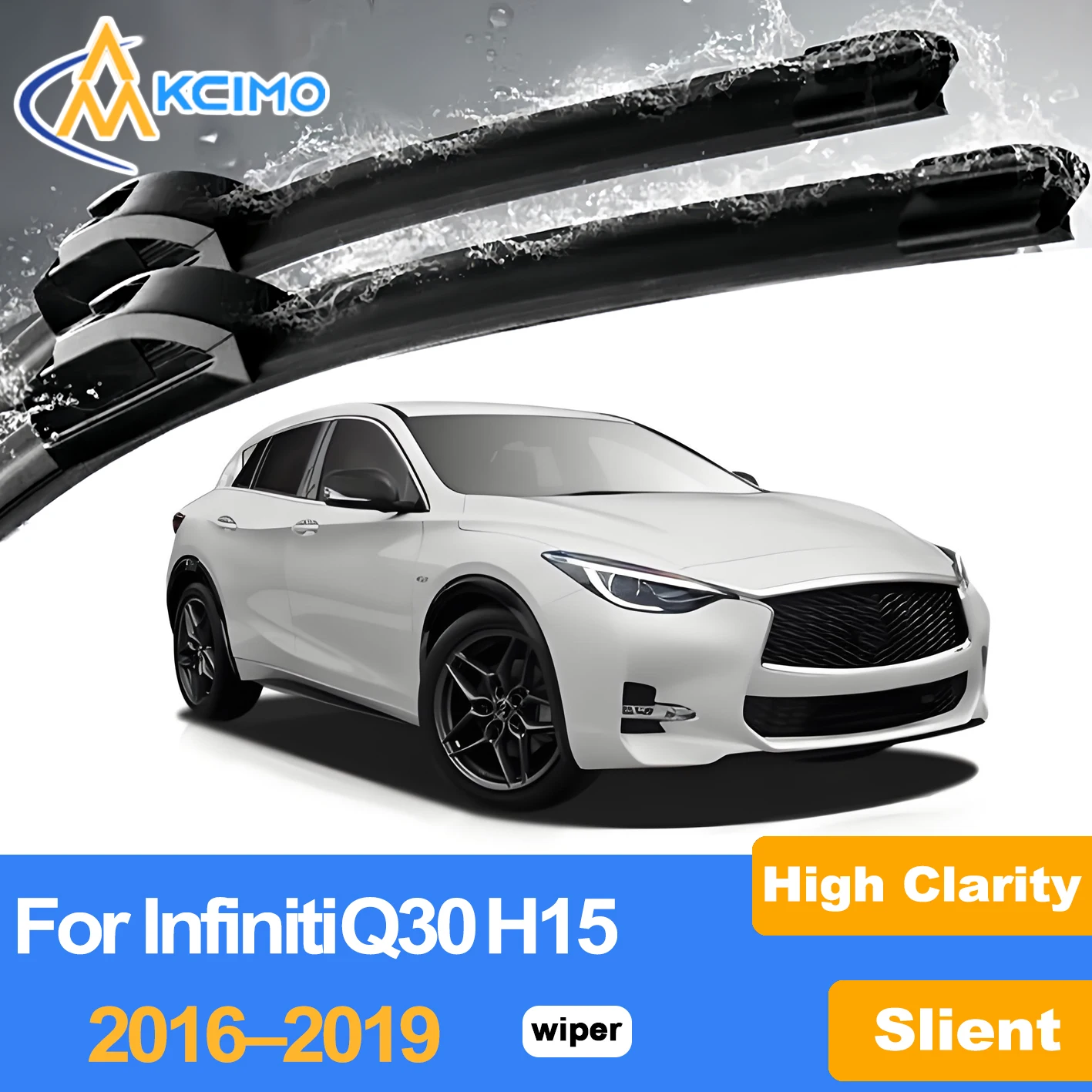 

KCIMO 2PCS Front Windshield Wiper Blades For Infiniti Q30 H15 2016–2019, Stable Wiping Performance No Chatter Or Squeak